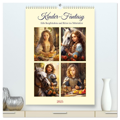 Kinder-Fantasy. Edle Burgfräulein und Ritter im Mittelalter (hochwertiger Premium Wandkalender 2025 DIN A2 hoch), Kunstdruck in Hochglanz - Rose Hurley