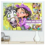 Cover-Bild zum Titel 'Frauen und Pferde. Lustige Cartoons und witzige Sprüche (hochwertiger Premium Wandkalender 2026 DIN A2 quer), Kunstdruck in Hochglanz' von 'Rose Hurley'