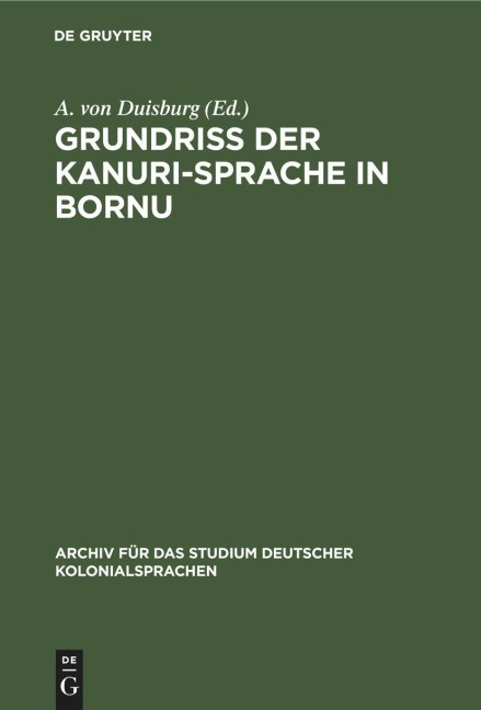 Grundriss der Kanuri-Sprache in Bornu - 