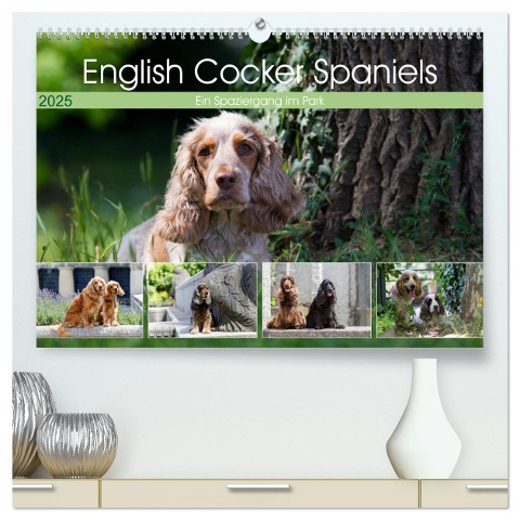 English Cocker Spaniels - Ein Spaziergang im Park (hochwertiger Premium Wandkalender 2025 DIN A2 quer), Kunstdruck in Hochglanz - Fotodesign Verena Scholze