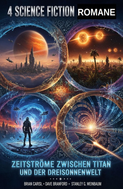 4 Science Fiction Romane: Zeitströme zwischen Titan und der Dreisonnenwelt - Brian Carisi, Dave Branford, Stanley G. Weinbaum