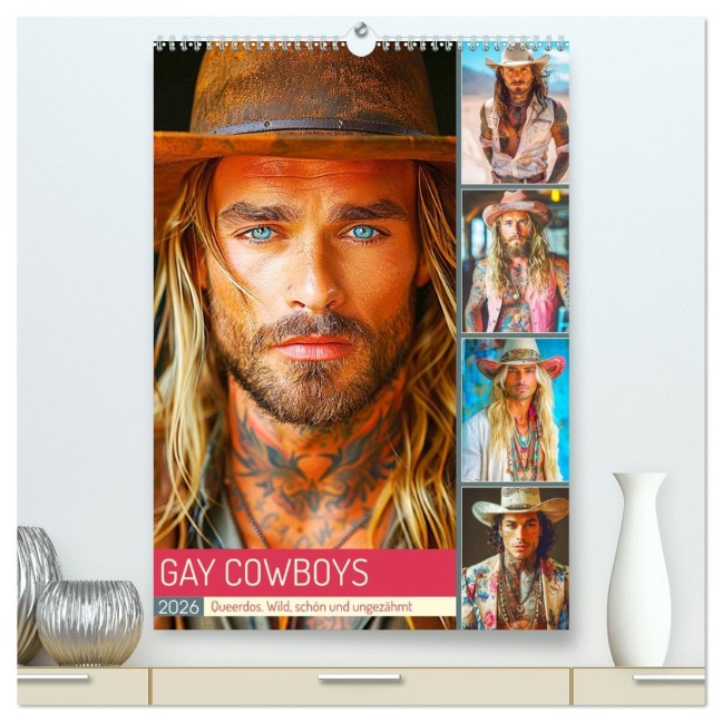 Gay Cowboys. Queerdos. Wild, schön und ungezähmt (hochwertiger Premium Wandkalender 2026 DIN A2 hoch), Kunstdruck in Hochglanz - Rose Hurley