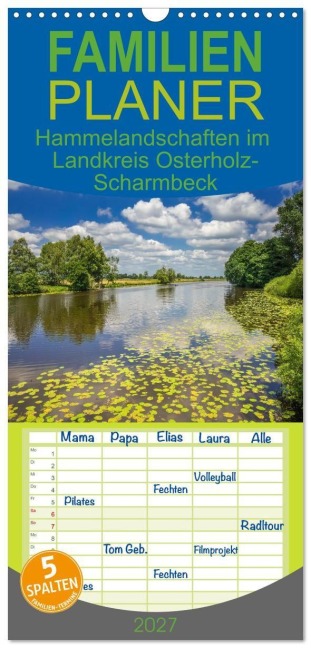 Familienplaner 2027 - Hammelandschaften im Landkreis Osterholz-Scharmbeck mit 5 Spalten (Wandkalender, 21 x 45 cm) CALVENDO - Margret Rath