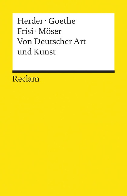 Von Deutscher Art und Kunst - Johann Gottfried Herder, Johann Wolfgang Goethe, Paolo Frisi, Justus Möser