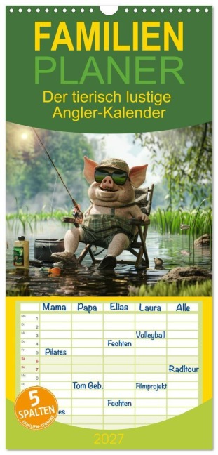 Familienplaner 2027 - Der tierisch lustige Angler-Kalender mit 5 Spalten (Wandkalender, 21 x 45 cm) CALVENDO - Peter Rübsamen