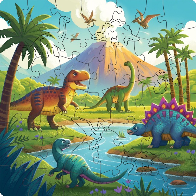 Kinderpuzzle 44 Teile - Dinosaurier Welt - 