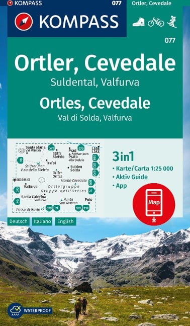 KOMPASS Wanderkarte 077 Ortler, Cevedale, Suldental, Valfurva / Ortles, Cevedale, Val di Solda, Valfura 1:25.000 - 