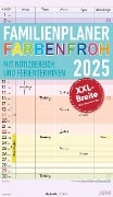 Familienplaner Farbenfroh 2025 mit 5 Spalten - Familienkalender 26x45 cm - Offset-Papier - mit Ferienterminen - Wandkalender - Wandplaner - 