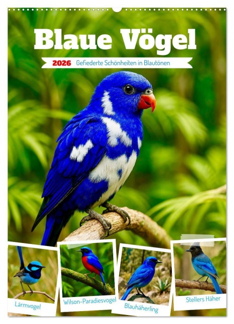 Blaue Vögel (Wandkalender 2026 DIN A2 hoch), CALVENDO Monatskalender - Steffani Lehmann