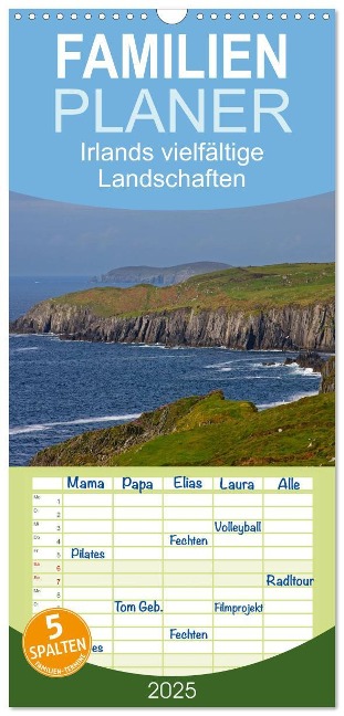 Familienplaner 2025 - Irlands vielfältige Landschaften mit 5 Spalten (Wandkalender, 21 x 45 cm) CALVENDO - Leon Uppena