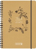 Schülerkalender 2024/2025 "Ecoflower", 2 Seiten = 1 Woche, A5, 208 Seiten, braun - 