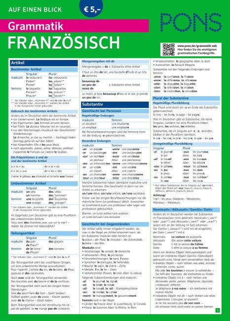 PONS Grammatik auf einen Blick Französisch - 