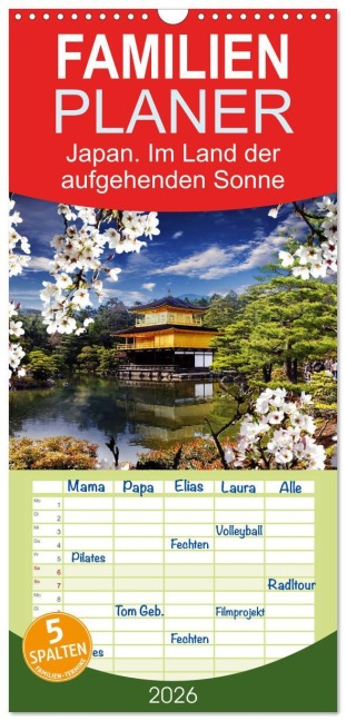 Familienplaner 2026 - Japan. Im Land der aufgehenden Sonne mit 5 Spalten (Wandkalender, 21 x 45 cm) CALVENDO - Elisabeth Stanzer