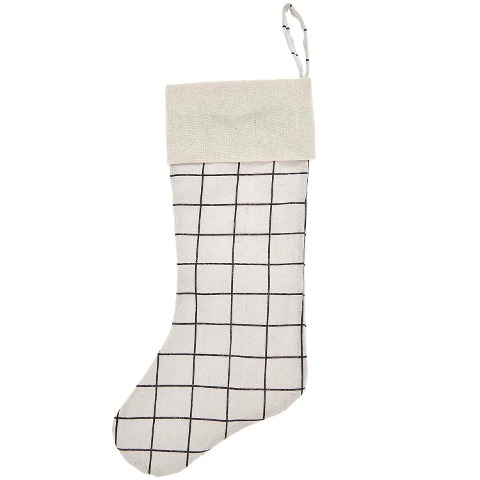 Weihnachtssocke gestreift weiß-schwarz 45x22cm - 
