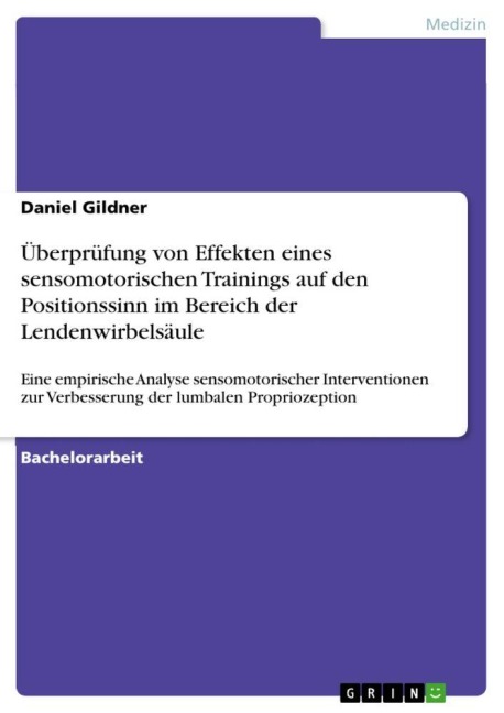 Überprüfung von Effekten eines sensomotorischen Trainings auf den Positionssinn im Bereich der Lendenwirbelsäule - Daniel Gildner