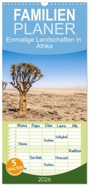 Familienplaner 2026 - Einmalige Landschaften in Afrika mit 5 Spalten (Wandkalender, 21 x 45 cm) CALVENDO - Christiane Kulisch