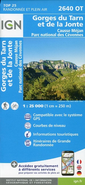 2640OT Gorges du Tarn et de la Jonte.Causse Méjan.PN des Cévennes 1:25 000 - 