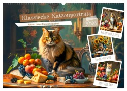 Cover-Bild zum Titel 'Klassische Katzenporträts - Katzen in opulenten Stillleben (Wandkalender 2026 DIN A2 quer), CALVENDO Monatskalender' von 'Anja Frost'