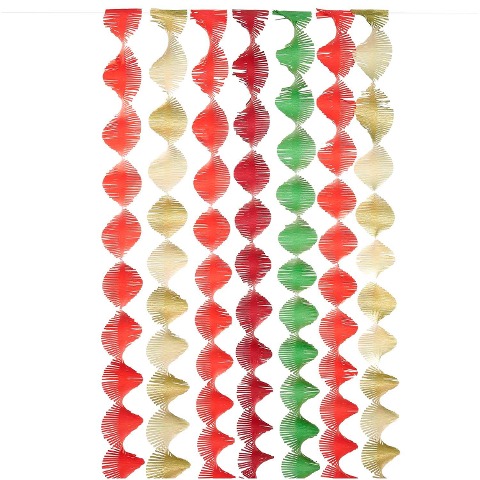 Krepp Girlanden, Weihnachtsmix, FSC MIX, 7 Stk, 17,5 cm x 3 m, inkl. 2 m Kordel - 
