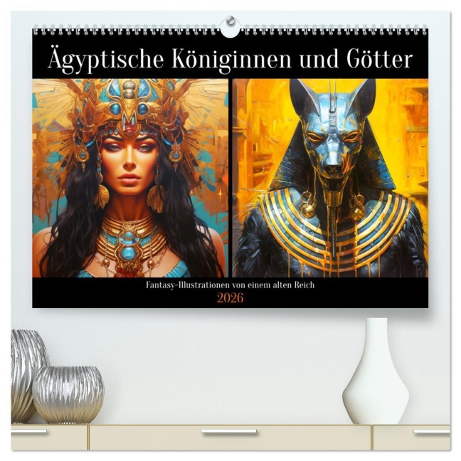 Ägyptische Königinnen und Götter. Fantasy-Illustrationen von einem alten Reich (hochwertiger Premium Wandkalender 2026 DIN A2 quer), Kunstdruck in Hochglanz - Rose Hurley