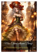 Cover-Bild zum Titel 'Miss Elaras seltsame Berufe (Wandkalender 2027 DIN A2 hoch), CALVENDO Monatskalender' von 'Liam Blue'