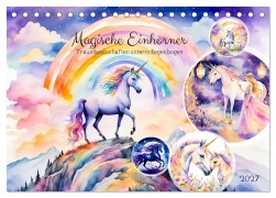 Cover-Bild zum Titel 'Magische Einhörner - Traumlandschaften unterm Regenbogen (Tischkalender 2027 DIN A5 quer), CALVENDO Monatskalender' von 'Anja Frost'