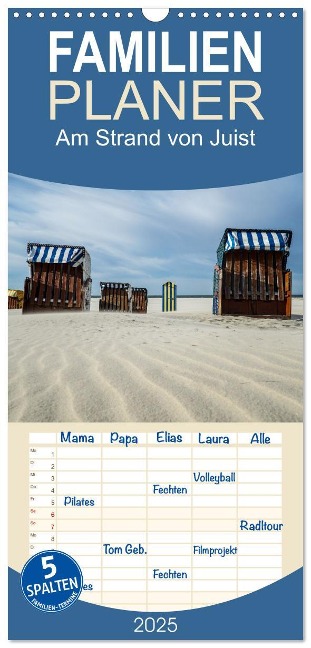 Familienplaner 2025 - Am Strand von Juist mit 5 Spalten (Wandkalender, 21 x 45 cm) CALVENDO - Daphne Schmidt