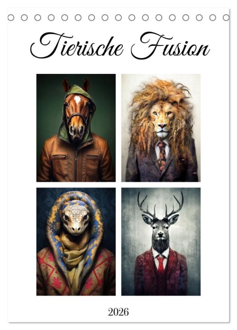 Tierische Fusion (Tischkalender 2026 DIN A5 hoch), CALVENDO Monatskalender - Justyna Jaszke JBJart