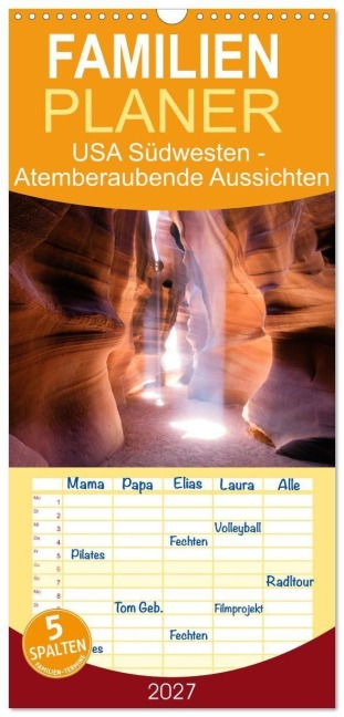 Familienplaner 2027 - USA Südwesten - Atemberaubende Aussichten mit 5 Spalten (Wandkalender, 21 x 45 cm) CALVENDO - Matteo Colombo