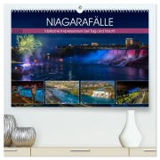 Cover-Bild zum Titel 'NIAGARAFÄLLE Idyllische Impressionen bei Tag und Nacht (hochwertiger Premium Wandkalender 2026 DIN A2 quer), Kunstdruck in Hochglanz' von 'Melanie Viola'