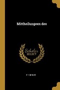 Cover-Bild zum Titel 'Mittheilungeen Des' von 'R. Hoernes'