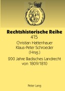 Cover-Bild zum Titel '200 Jahre Badisches Landrecht von 1809/1810' von ''