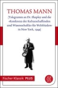 [Telegramm an Dr. Shapley und die »Konferenz der Kulturschaffenden und Wissenschaftler für Weltfrieden« in New York, 1949] - Thomas Mann