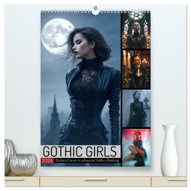 Gothic Girls - düstere Frauen in schwarzer Gothic-Kleidung (hochwertiger Premium Wandkalender 2026 DIN A2 hoch), Kunstdruck in Hochglanz - Mb Fotografie