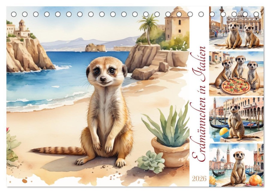 Erdmännchen in Italien (Tischkalender 2026 DIN A5 quer), CALVENDO Monatskalender - Stanley Hinz