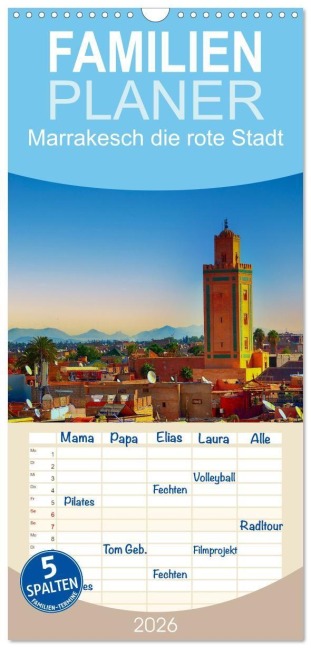 Familienplaner 2026 - Marrakesch die rote Stadt mit 5 Spalten (Wandkalender, 21 x 45 cm) CALVENDO - Gerhard Bozek