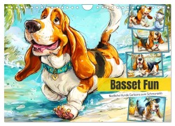 Cover-Bild zum Titel 'Basset Fun. Niedliche Hunde Cartoons zum Schmunzeln (Wandkalender 2026 DIN A4 quer), CALVENDO Monatskalender' von 'Rose Hurley'
