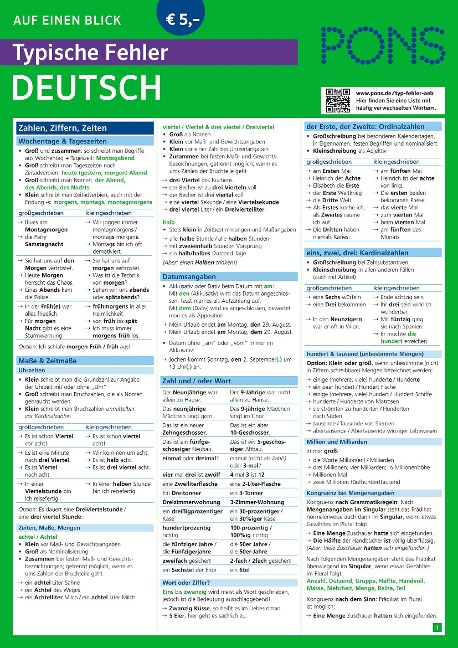 PONS Typische Fehler auf einen Blick Deutsch - 