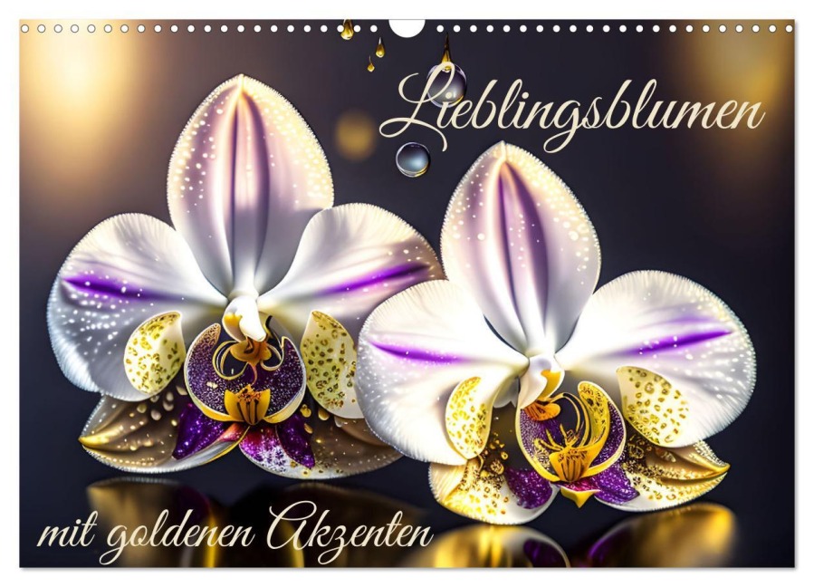 Lieblingsblumen mit goldenen Akzenten (Wandkalender 2026 DIN A3 quer), CALVENDO Monatskalender - Marion Bönner