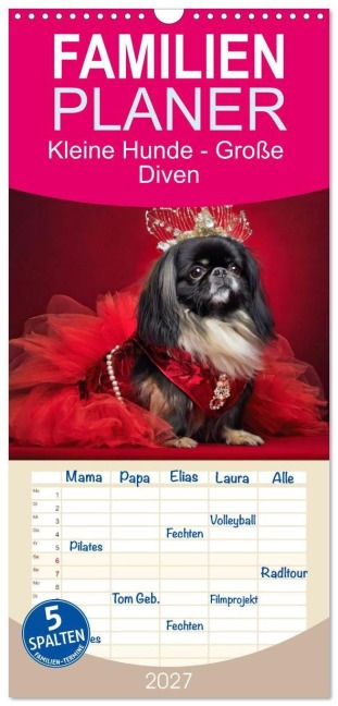 Familienplaner 2027 - Kleine Hunde - Große Diven mit 5 Spalten (Wandkalender, 21 x 45 cm) CALVENDO - Fotodesign Verena Scholze