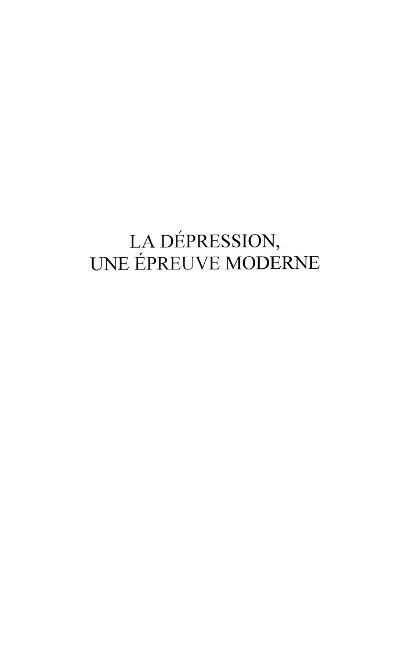 Depression une epreuve moderneLa - Lucien Tenenbaum