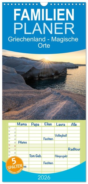 Familienplaner 2026 - Griechenland - Magische Orte mit 5 Spalten (Wandkalender, 21 x 45 cm) CALVENDO - Michael Breitung