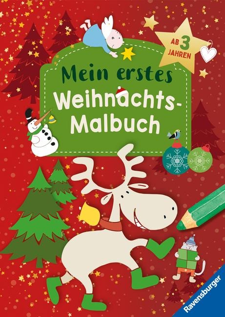 Ravensburger Weihnachtsmalbuch - 48 Ausmalbilder für Kinder ab 3 Jahren - mit gestalteter Widmung - 
