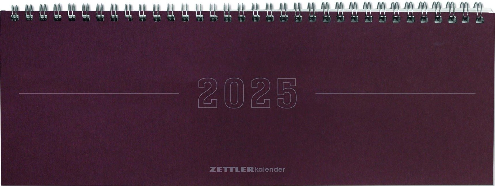 Tisch-Querkalender Papyrus Rot 2025 - Büro-Planer 29,7x10,5 cm - Tisch-Kalender - 1 Woche 2 Seiten - Ringbindung - Zettler - 