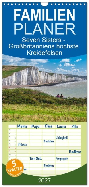 Familienplaner 2027 - Seven Sisters - Großbritanniens höchste Kreidefelsen mit 5 Spalten (Wandkalender, 21 x 45 cm) CALVENDO - Giuseppe Di Domenico