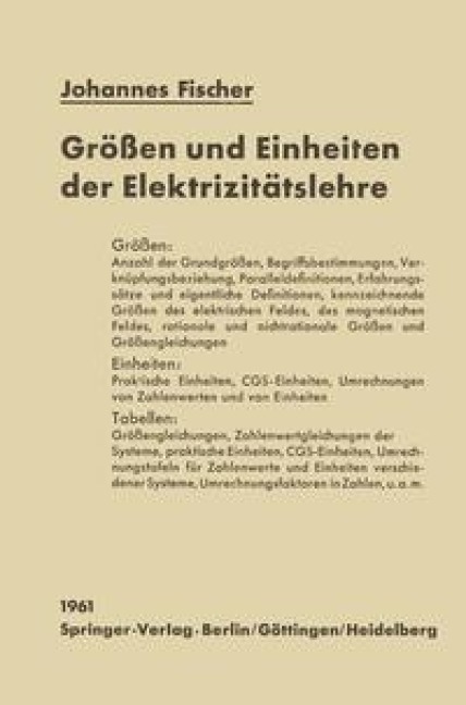 Größen und Einheiten der Elektrizitätslehre - Johannes Fischer