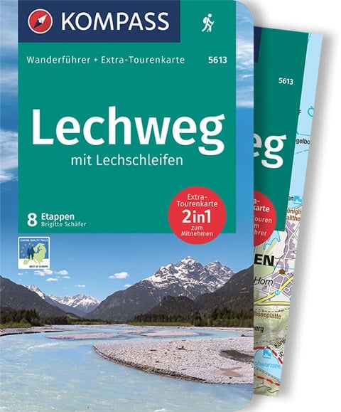 KOMPASS Wanderführer Lechweg mit Lechschleifen, 16 Touren und Etappen mit Extra-Tourenkarte - Brigitte Schäfer