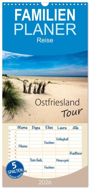 Familienplaner 2026 - Ostfriesland - Tour mit 5 Spalten (Wandkalender, 21 x 45 cm) CALVENDO - H. Dreegmeyer