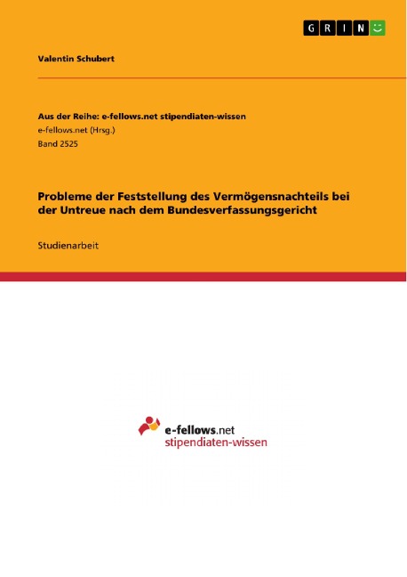 Probleme der Feststellung des Vermögensnachteils bei der Untreue nach dem Bundesverfassungsgericht - Valentin Schubert