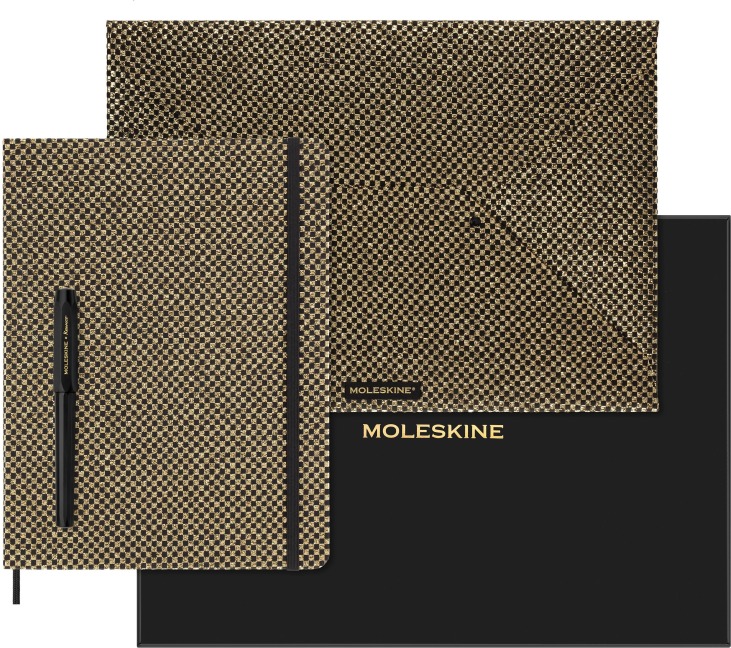 Moleskine Shine Sammlerbox: undatierter Wochenkalender Gold Umschlag Kaweco Füllfederhalter schwarz - 